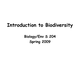 Introduction to Biodiversity