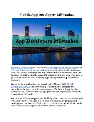 Mobile App Developers Milwaukee