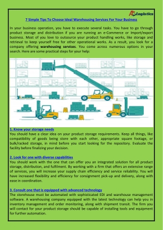 7 Simple Tips To Choose Ideal Warehousing Services For Your Business