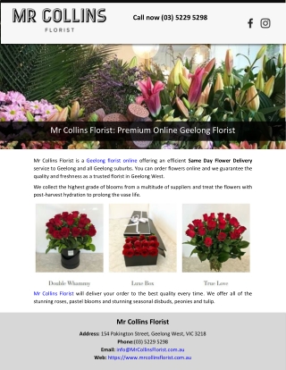 Mr Collins Florist: Premium Online Geelong Florist