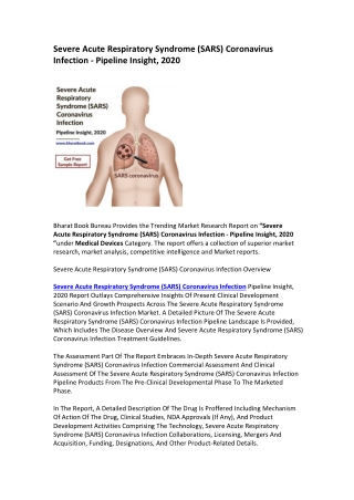 Severe Acute Respiratory Syndrome (SARS) Coronavirus Infection - Pipeline Insight, 2020