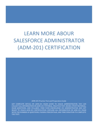 Learn More Abour Salesforce Administrator (ADM-201) Certification