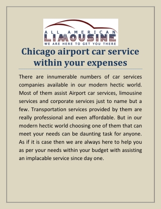 Chicago airport car service within your expenses