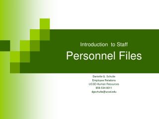 Introduction to Staff Personnel Files