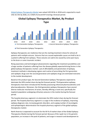 Global Epilepsy Therapeutics Market