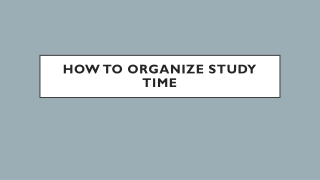 How To Organize Study Time