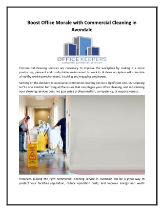 Boost Office Morale with Commercial Cleaning in Avondale