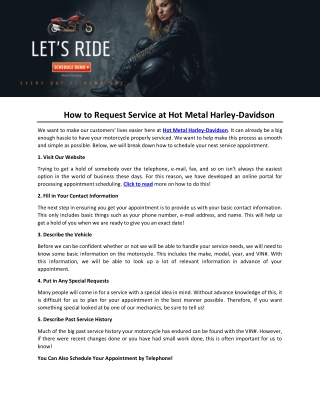 How to Request Service at Hot Metal Harley-Davidson