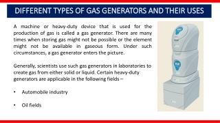 Different Types of Gas Generators And Their Uses