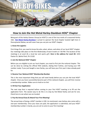 How to Join the Hot Metal Harley-Davidson HOG® Chapter