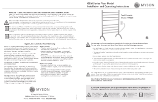 GEM Series Floor Model Installation and Operating Instructions