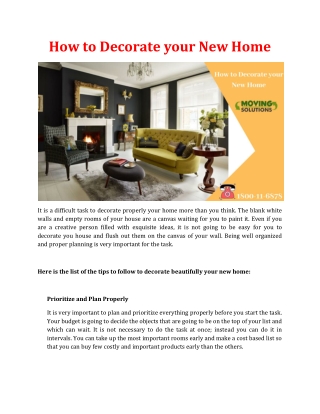 How to Decorate your New Home
