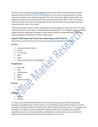 Food Flavor Market Analysis, Trends & Growth Outlook 2019-2026