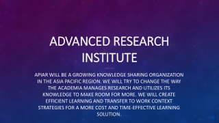 Advanced Research Institute-Apiar.org.au