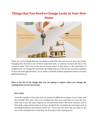 Things that You Need to Change Locks in Your New Home
