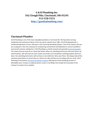 Cincinnati plumber