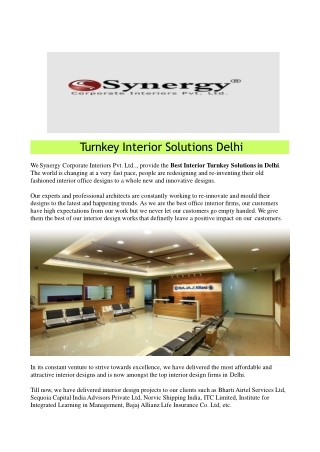 Turnkey Interior Solutions Delhi