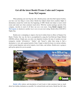 Get all the latest Bookit Promo Codes and Coupons from MyCoupons