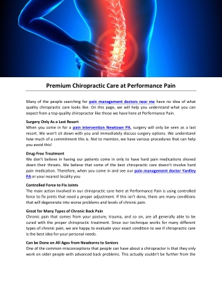 Premium Chiropractic Care at Performance Pain