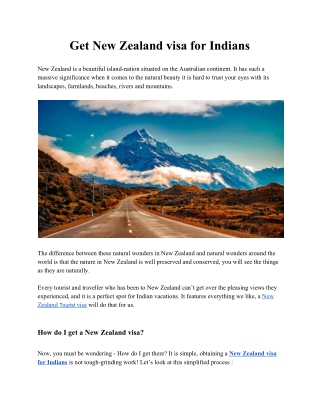 Get New Zealand visa for Indians
