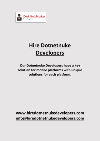 Top 5 Reasons To Hire DotNetNuke Developers In 2019