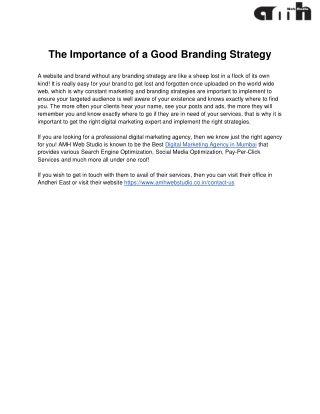 The Importance of a Good Branding Strategy