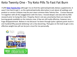 Keto Twenty One - Perfect Keto Pills For Weight Loss