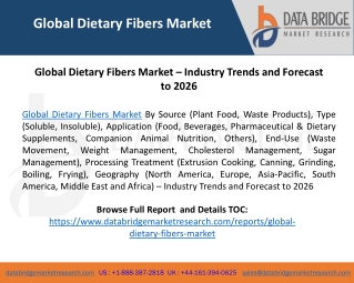 Global Dietary Fibers Market – Industry Trends and Forecast to 2026