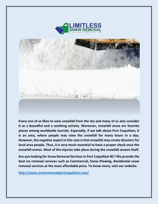 Snow Removal Service In Port Coquitlam - Snow Removal Port Coquitlam