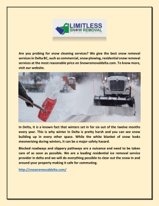 Residential Snow Plowing Delta - Snow Removal Delta