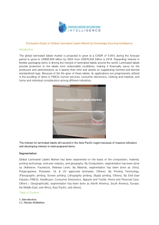 Exhaustive Study on Global Laminated Labels Market by Knowledge Sourcing Intelligence