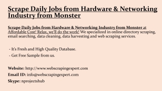 Scrape Daily Jobs from Hardware & Networking Industry from Monster