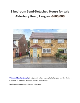 3 bedroom Semi-Detached House for sale Alderbury Road, Langley -£600,000