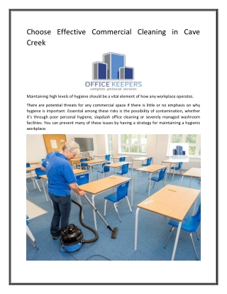 Choose Effective Commercial Cleaning in Cave Creek