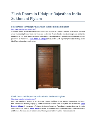Flush Doors in Udaipur Rajasthan India Sukhmani Plylam