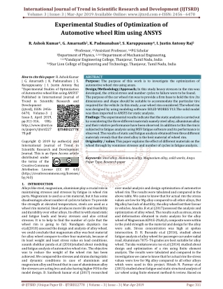 Experimental Studies of Optimization of Automotive wheel Rim using ANSYS