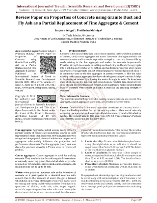 Review Paper on Properties of Concrete using Granite Dust and Fly Ash as a Partial Replacement of Fine Aggregate and Cem