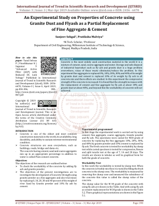 An Experimental Study on Properties of Concrete using Granite Dust and Flyash as a Partial Replacement of Fine Aggregate