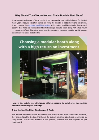 Why Should You Choose Modular Trade Booth In Next Show?