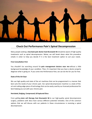 Check Out Performance Pain’s Spinal Decompression