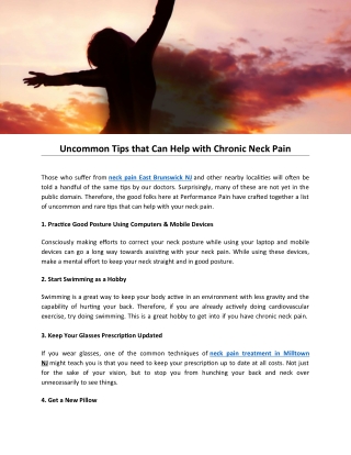 Uncommon Tips that Can Help with Chronic Neck Pain