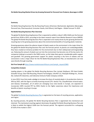 Pet Bottle Recycling Business Plan