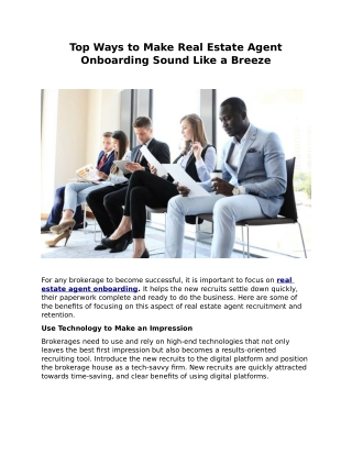 Top Ways to Make Real Estate Agent Onboarding Sound Like a Breeze