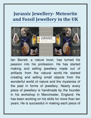 Jurassic Jewellery- Meteorite and Fossil Jewellery in the UK