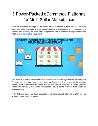 3 Power-Packed eCommerce Platforms for Multi-Seller Marketplace