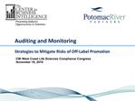 Auditing and Monitoring Strategies to Mitigate Risks of Off-Label Promotion