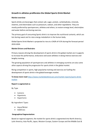Sports Drink Market estimated to reach USD 15.57 billion by 2025