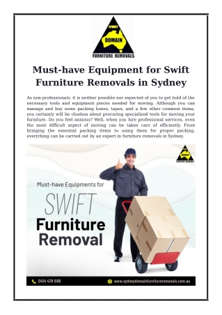 Must-have Equipment for Swift Furniture Removals in Sydney