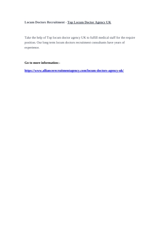 Locum Doctors Recruitment - Top Locum Doctor Agency UK