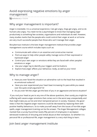 Avoid expressing negative emotions by anger management